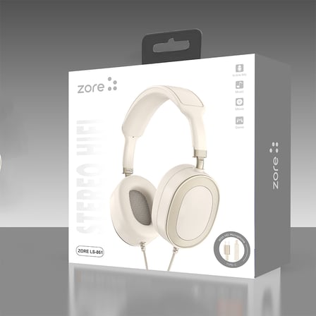 Maks Technology LS-861 Tak Çalıştır Type-C Ayarlanabilir Kafa Bandlı Premium Kulak Üstü Kulaklık - Krem