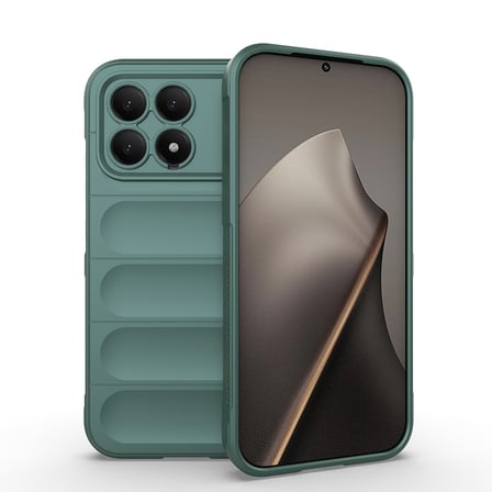 Poco F8 Pro Kılıf Esnek TPU Oyuklu Arka Yüzey Tasarımlı NRTK Etnik Silikon Kapak - Koyu Yeşil