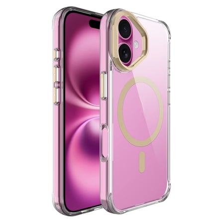iPhone 17 Kılıf M-safe Şarj Özellikli Airbagli Kamera Standlı NRTK Azor Kapak - Gold