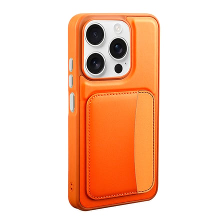 iPhone 15 Kılıf Kartlıklı NRTK X-Kart Silikon Kapak - Turuncu