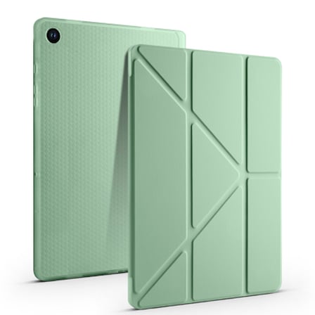 Lexroo Galaxy Tab A11 Plus Tri Folding Kalem Bölmeli Standlı Silikon Kılıf - Açık Yeşil