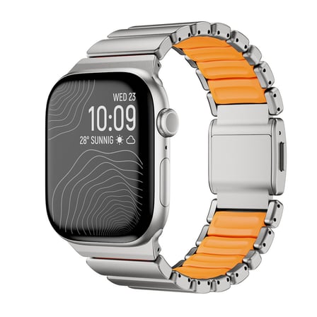 Watch Ultra 49mm MKST KRD-151 Premium Metal / Silikon Kordon - Siyah-Turuncu