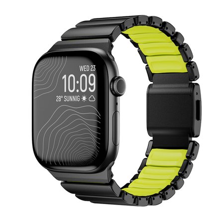 Watch 44mm MKST KRD-151 Premium Metal / Silikon Kordon - Siyah-Yeşil