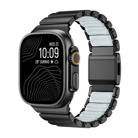 Watch Ultra 49mm MKST KRD-151 Premium Metal / Silikon Kordon - Siyah-Mavi