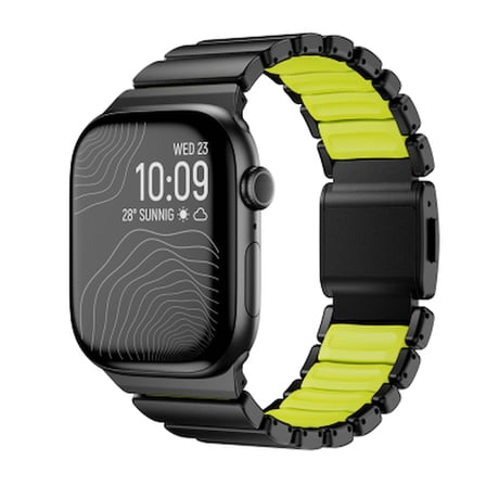 Lexroo Apple Watch 44mm Titanyum Silikon Kordon - Siyah-Yeşil