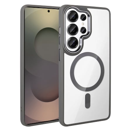 Lexroo Galaxy S26 Ultra Mag Safe Şarj Özellikli Krom Silikon TPU İnce Kılıf - Gri