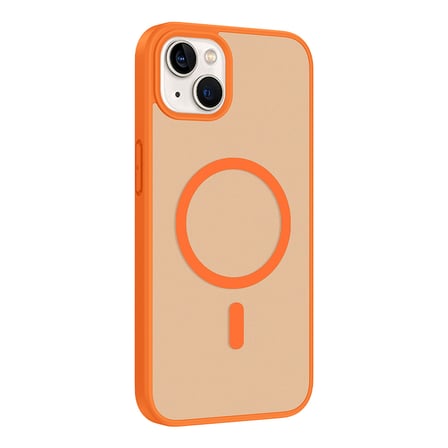 iPhone 13 Kılıf M-safe Şarj Özellikli MKST Babet Kapak - Turuncu
