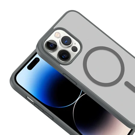 iPhone 14 Pro Max Kılıf M-safe Şarj Özellikli MKST Babet Kapak - Derin Mor