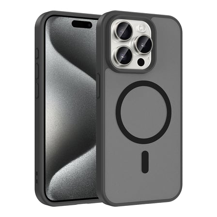 iPhone 15 Pro Max Kılıf M-safe Şarj Özellikli MKST Babet Kapak - Siyah