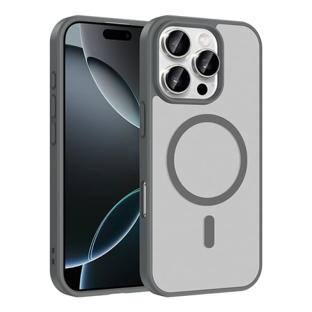iPhone 16 Pro Kılıf M-safe Şarj Özellikli MKST Babet Kapak - Gri