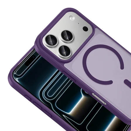 iPhone 17 Pro Kılıf M-safe Şarj Özellikli MKST Babet Kapak - Derin Mor