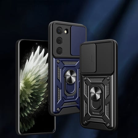 Tecno Spark 40 Pro Kılıf Magnetik Standlı Kamera Korumalı MKST Sürgülü Vega Kapak - Siyah