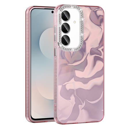 Galaxy S24 FE Kılıf Airbagli Parlak Taş Detay Tasarımlı NRTK Esila Kapak - Pembe