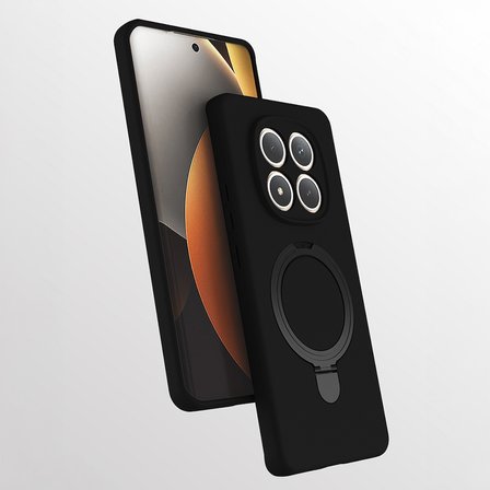 Redmi Note 15 Pro Plus Kılıf M-safe Şarj Özellikli Standlı MKST Samara Kapak - Siyah