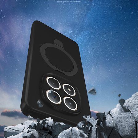 Redmi Note 15 Pro Plus Kılıf M-safe Şarj Özellikli Standlı MKST Samara Kapak - Siyah