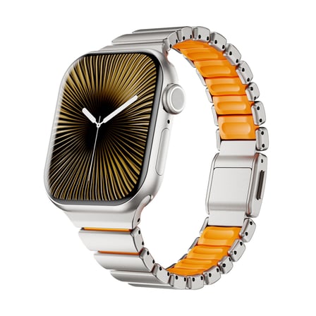 Watch 10 42mm MKST KRD-149 Premium Metal / Silikon Kordon - Siyah-Turuncu
