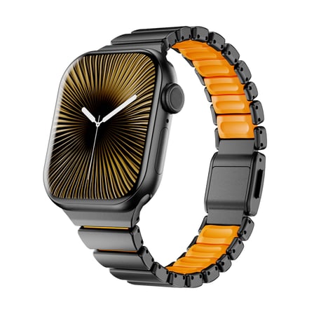 Watch 7 41mm MKST KRD-149 Premium Metal / Silikon Kordon - Siyah-Turuncu