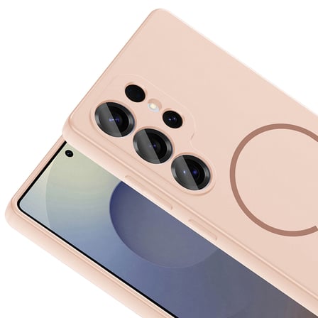 Galaxy S26 Ultra Kılıf M-safe Şarj Özellikli MKST Meta Kapak - Rose Pembe