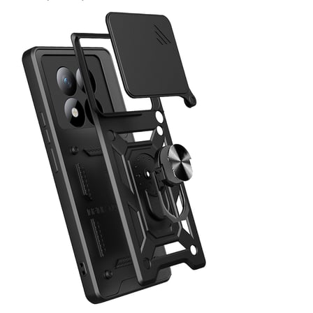 Xiaomi Redmi Note 15 Pro Plus Kılıf Sürgülü Kamera Koruyucu Manyetik Standlı Tank Koruma Novatech
