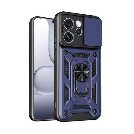 Oppo Reno 15 Uyumlu Kılıf Magnetik Standlı Kamera Korumalı MKST Sürgülü Vega Kapak - Mavi