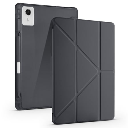 Lexroo Lenovo Idea Tab Plus 12.1 Tri Folding Kalem Bölmeli Standlı Silikon Kılıf - Lacivert