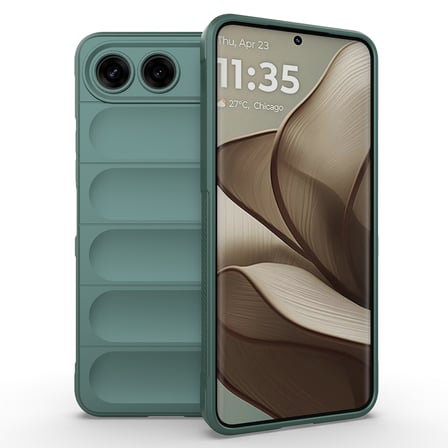 Tecno Spark 40 5G Kılıf Esnek TPU Oyuklu Arka Yüzey Tasarımlı MKST Etnik Silikon Kapak - Koyu Yeşil