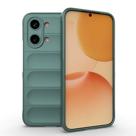 Poco X8 Pro Max Kılıf Esnek TPU Oyuklu Arka Yüzey Tasarımlı MKST Etnik Silikon Kapak - Koyu Yeşil