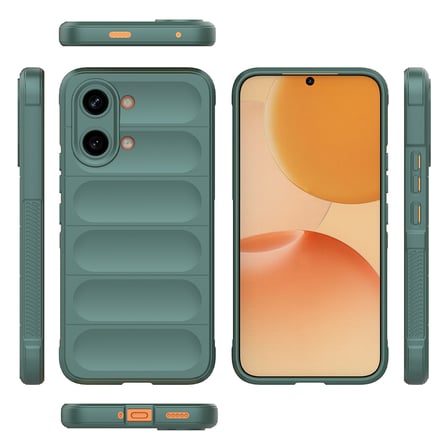 Poco X8 Pro Max Kılıf Esnek TPU Oyuklu Arka Yüzey Tasarımlı MKST Etnik Silikon Kapak - Koyu Yeşil
