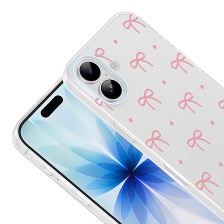 iPhone 16 Kılıf Çiçek ve Fiyonk Desenli Kamera Yükseltili Mobilteam Premium