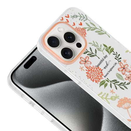 iPhone 15 Pro Max Kılıf Çiçek ve Fiyonk Desenli Kamera Yükseltili SystemCom Premium