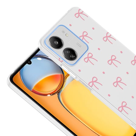 Xiaomi Poco C65 Kılıf Çiçek ve Fiyonk Desenli Kamera Yükseltili Novatech Premium