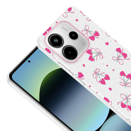 Xiaomi Redmi Note 14 4G Kılıf Çiçek ve Fiyonk Desenli Kamera Yükseltili Alan Tech Premium
