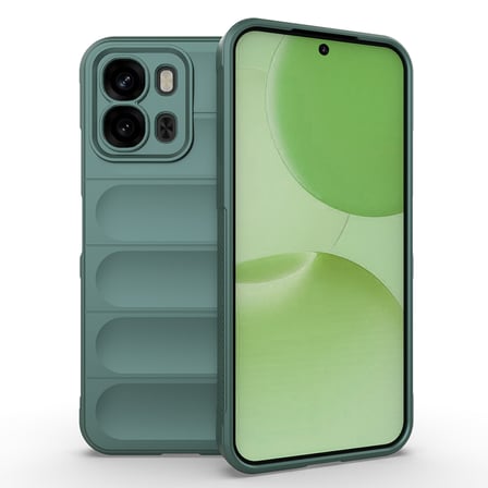Oppo A6X Uyumlu Kılıf Esnek TPU Oyuklu Arka Yüzey Tasarımlı MKST Etnik Silikon Kapak - Koyu Yeşil