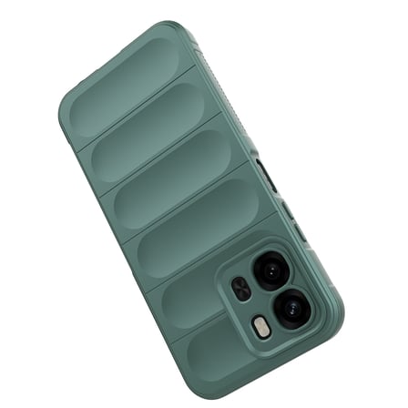 Oppo A6X Uyumlu Kılıf Esnek TPU Oyuklu Arka Yüzey Tasarımlı MKST Etnik Silikon Kapak - Koyu Yeşil