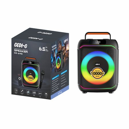 GD-695 Dijital LED Göstergeli Mikrofonlu RGB TWS 6.5 inç Stereo Bass Kablosuz Karaoke Hoparlör