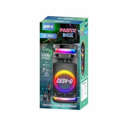 GD-9005 Mikrofonlu RGB TWS 8 inç Stereo Bass Kablosuz Karaoke Hoparlör