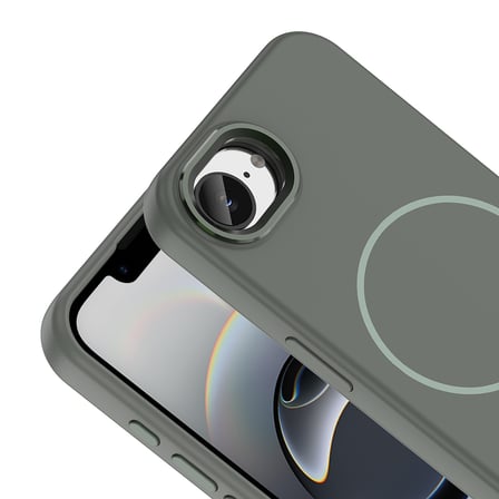 iPhone 17E Kılıf M-Safe Şarj Özellikli Metal Kamera Çerçeveli MKST Edi Silikon Kapak - Titanyum-Gri