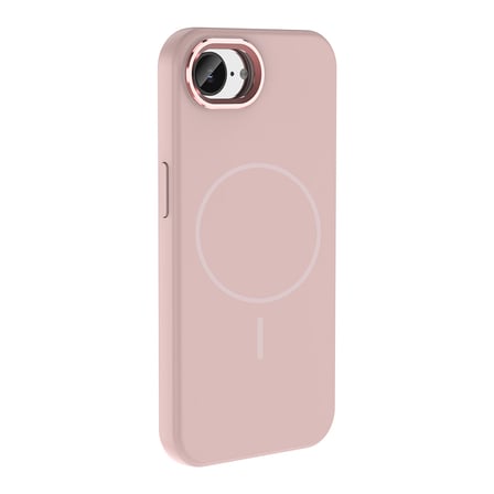 iPhone 17E Kılıf M-Safe Şarj Özellikli Metal Kamera Çerçeveli MKST Edi Silikon Kapak - Rose Gold