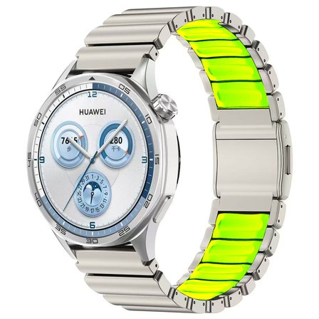 Redmi Watch 5 Active MKST KRD-151 22mm Metal Silikon Kordon - Gümüş-Yeşil