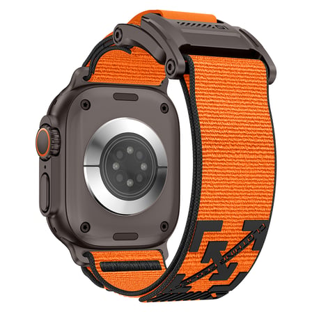 Watch Ultra 49mm MKST KRD-154 Naylon Kumaş Hasır Örgülü Kordon - Siyah-Turuncu