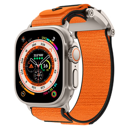 Watch Ultra 49mm MKST KRD-154 Naylon Kumaş Hasır Örgülü Kordon - Gri-Turuncu