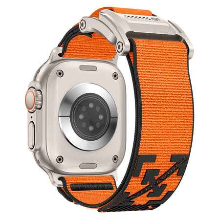 Watch Ultra 49mm MKST KRD-154 Naylon Kumaş Hasır Örgülü Kordon - Gri-Turuncu