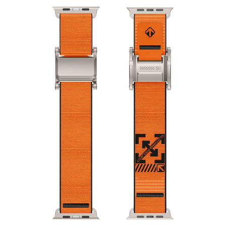 Watch Ultra 49mm MKST KRD-154 Naylon Kumaş Hasır Örgülü Kordon - Gri-Turuncu