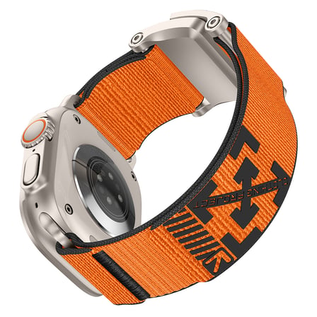 Watch Ultra 49mm MKST KRD-154 Naylon Kumaş Hasır Örgülü Kordon - Gri-Turuncu