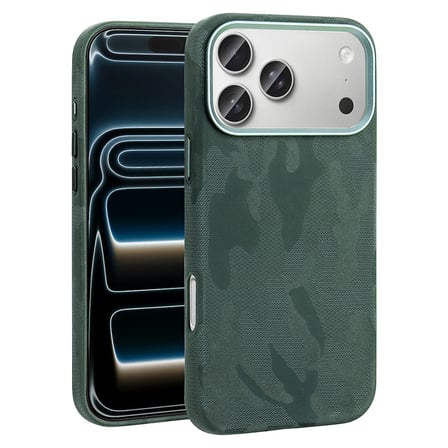 iPhone 17 Pro Kılıf M-Safe Şarj Özellikli Kamuflaj Tasarımlı MKST Sera Sert PC Kapak - Koyu Yeşil
