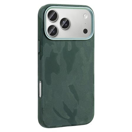 iPhone 17 Pro Kılıf M-Safe Şarj Özellikli Kamuflaj Tasarımlı MKST Sera Sert PC Kapak - Koyu Yeşil