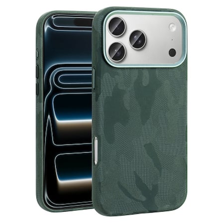 Apple iPhone 17 Pro Kılıf M-Safe Şarj Özellikli Kamuflaj Tasarımlı Zore Sera Sert PC Kapak iPhone 17 Pro Zore - Koyu Yeşil