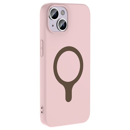 iPhone 14 Kılıf M-Safe Şarj Özellikli MKST Aris Silikon Kapak - Açık Pembe