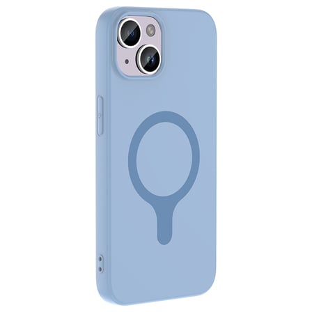 iPhone 13 Kılıf M-Safe Şarj Özellikli MKST Aris Silikon Kapak - Baby Blue