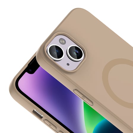 iPhone 14 Kılıf M-Safe Şarj Özellikli MKST Aris Silikon Kapak - Baby Blue